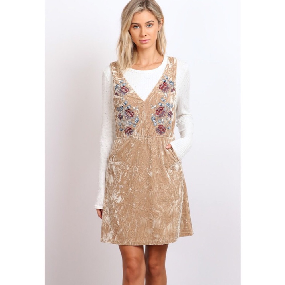 Embroidery Velvet Dress